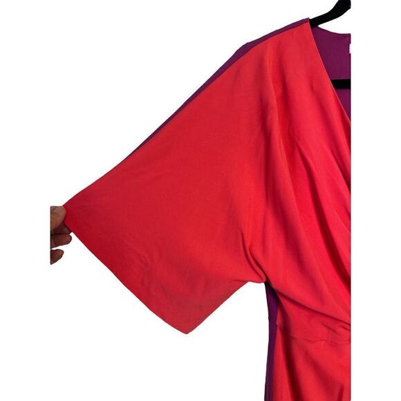 Trina Turk Women's Twist Front Vivid Viola Midi Dress Size L Pink Orange… - Picture 4 of 9